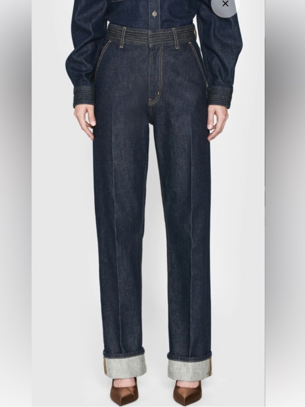 NWT FRAME Trapunto Trouser Jeans in Rinse Size 26 - Picture 3 of 15